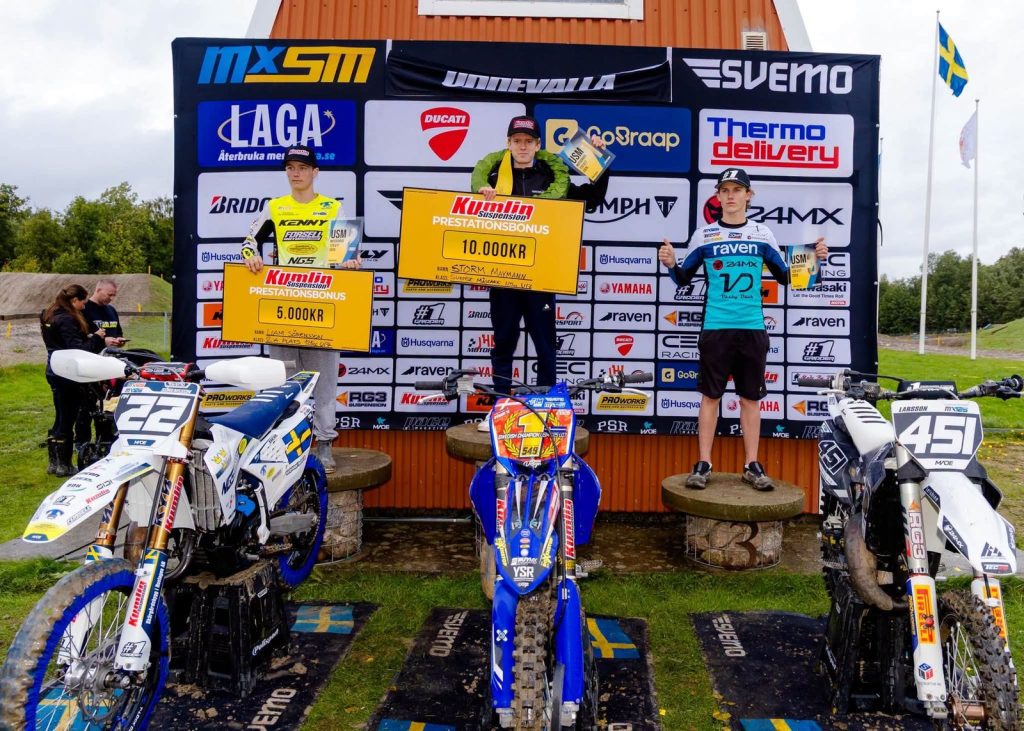 Podium beim Finale der schwedischen Motocross-Meisterschaft 2026 in Uddevalla